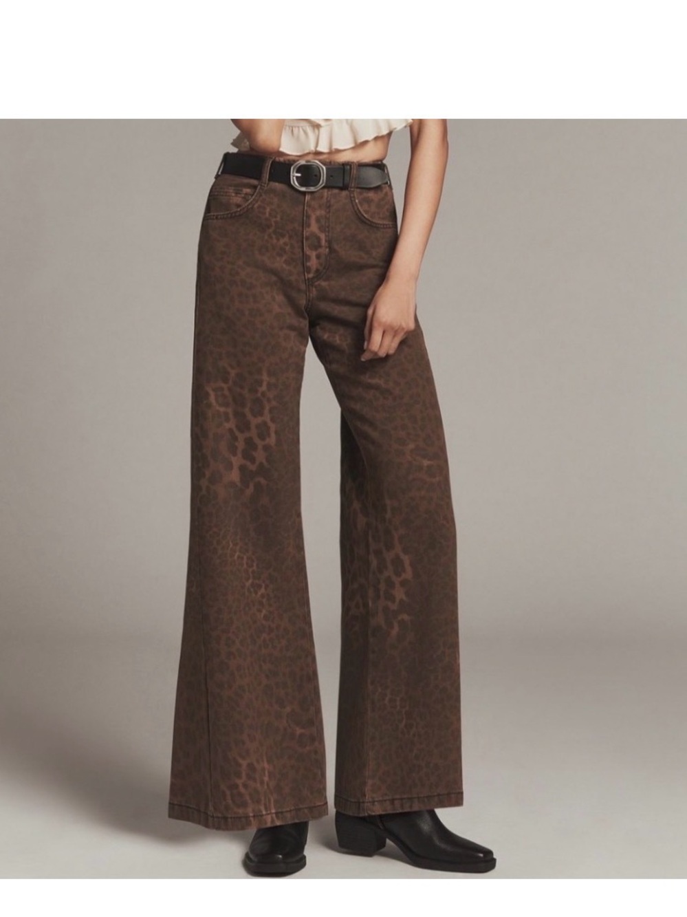 Pilcro Adi Wide Leg Brown Leopard Print Jeans 25p